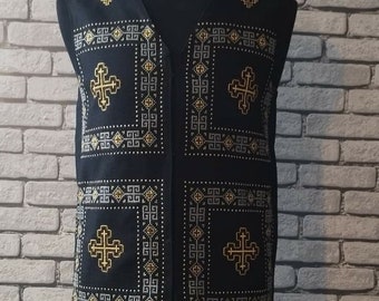 Handmade vest, cross stitch, Georgian traditional Khevsurian embroidery vest,Traditional clothes,vestments.Made with traditional ornaments.