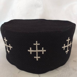 Hand embroidered hat,Fabric hat,Embroidered hat, Georgian traditional embroidery. Embroidered cross on the hat. Made to order.