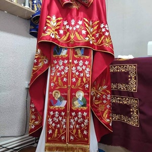 Ecclesiastical apparel,priest vestment,priest robe,Priest clothes,The clothes of an Orthodox priest,Church clothes, Embroidered icon image.