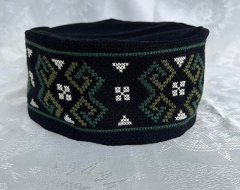 Hand embroidered hat,Fabric hat, skufia,Embroidered hat,cross stitch,Georgian traditional embroidery,Embroidered ornaments on the hat.