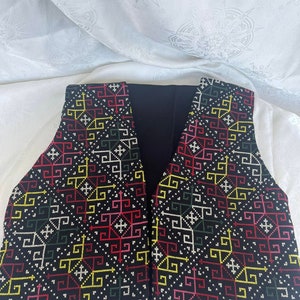 Hand-embroidered vest,Embroidered with Georgian traditional ornaments,Old Khevsur style vest.a vest.cross stitch.vestments.Handmade vest