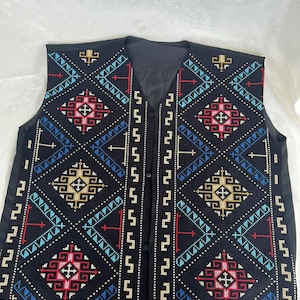 Handmade vest, cross stitch, Georgian traditional Khevsurian embroidery vest,Traditional clothes,vestments.Made with traditional ornaments.