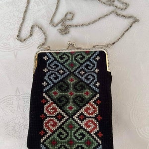 Handbestickte Tasche, Vintage Tasche, Tote Bag, Schultertasche, Handtasche, Kreuzstich, Stickerei Tasche, weiche Stofftasche, georgische traditionelle Stickerei.