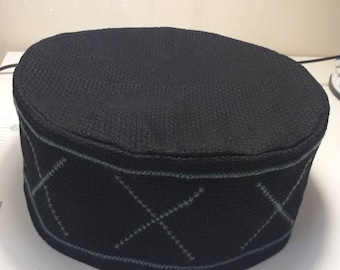 Hand embroidered hat, skufia, Fabric hat,Embroidered hat, Georgian traditional embroidery. Embroidered cross on the hat. Made to order.