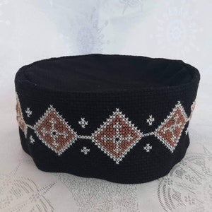 Hand embroidered hat,Fabric hat,Embroidered hat, Georgian traditional embroidery. Embroidered cross on the hat. Made to order.