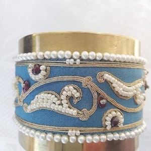 embroidered bracelet,fabric bracelet,Hand embroidered,embroidered jewelry,Metal bracelet,gift for her,cuff bracelet,woven bracelet,