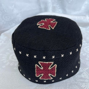 Hand embroidered hat,skufia, Fabric hat, Embroidered hat, Georgian traditional embroidery, Embroidered &#39;&#39;Khevsurian&quot;style hat Ethnographic .