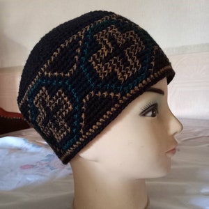 Hand embroidered hat,wool hat,hand knit hat, hand vowen hat, Georgian traditional embroidery. Embroidered cross on the hat. Hat 56-65 cm.