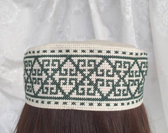 Hand embroidered hat,Fabric hat,Embroidered hat,cross stitch,Georgian traditional embroidery,Embroidered ornaments on the hat.Made to order.