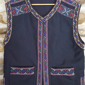 Handmade vest, cross stitch, Georgian traditional Khevsurian embroidery vest,Traditional clothes,vestments.Made with traditional ornaments.