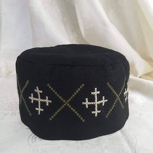 Hand embroidered hat,Fabric hat,Embroidered hat, Georgian traditional embroidery. Embroidered cross on the hat. Made to order.