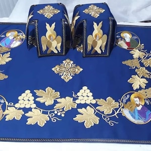 Chalice cover,used in orthodox chereh during liturgy,to cover chalice and paten,Embroidered silk cloth,Communion cup cover,Orthodox Church.