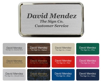 Etiqueta de nombre grabada personalizada - Credencial de identificación personalizada, con marco