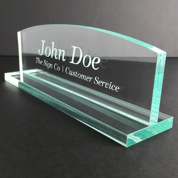Office Desk Name Plate | Custom Name Plates made from glass-like Acrylic | Personalized Desk Accessory
