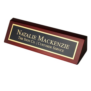 Personalized Office Name Plate for Desk - Engraved Business Desk Name Plate in Rosewood - Includes Engraving