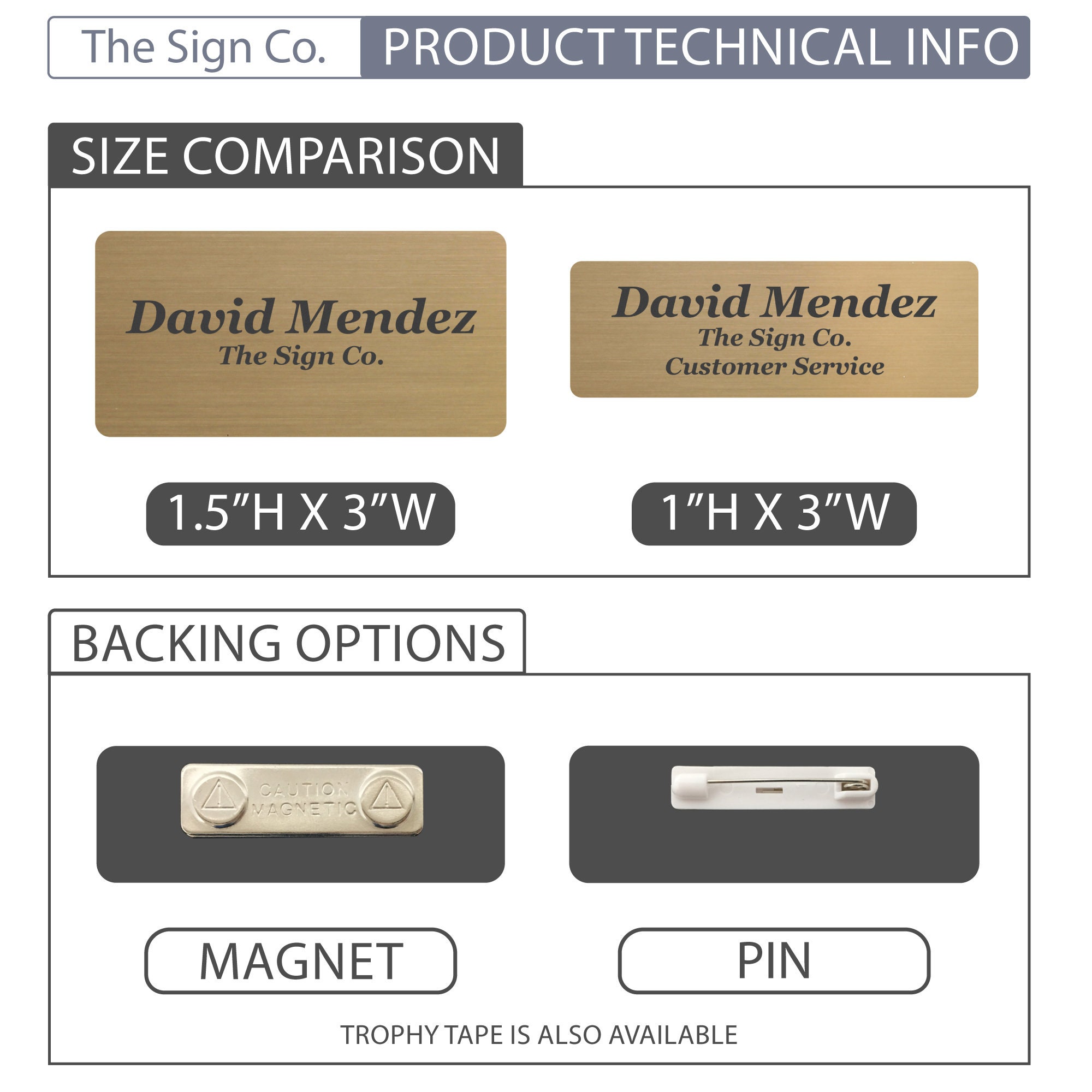 Custom Engraved Name Tag – 1x3 Inch, Rounded Corners, Magnetic or Pin ...