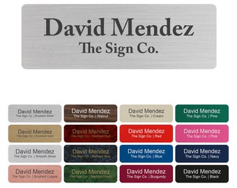 Customized Name tag ID Badge - Trophy/Photo Frame Label with Magnetic or pin Backing. Personalized - 1&quot; x 3&quot; - Round Corners