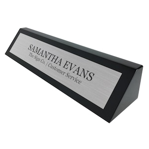 Personalized Business Custom Desk Name Plate with Black Piano Finish - Executive Name Plate - Office Desk Plate - Free Engraving