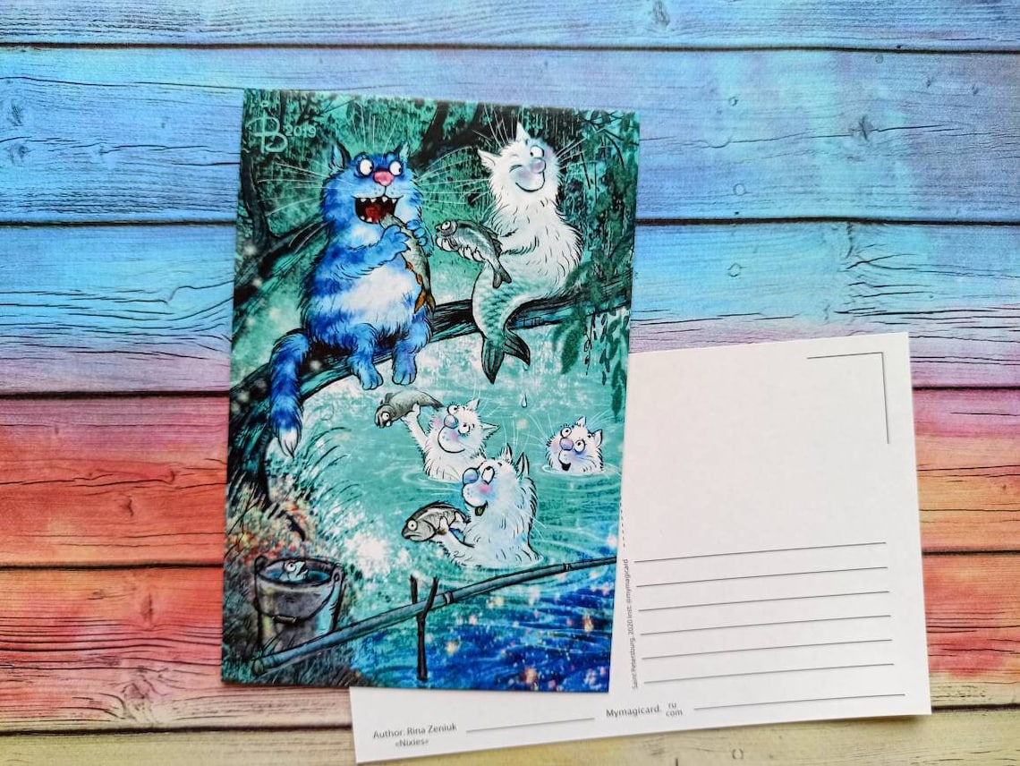 Blue Cats postcards for postcrossing in set Postal cards Etsy