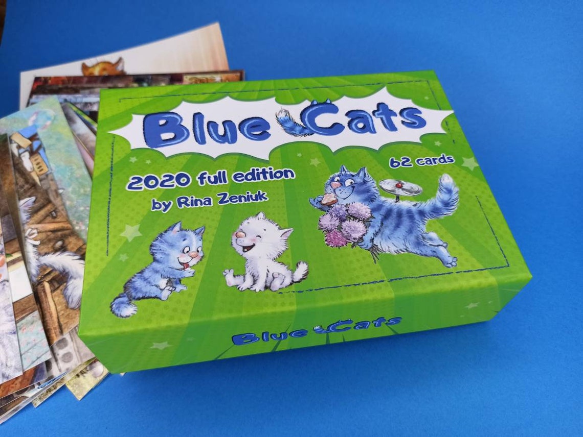 Blue Cats Postcards Set for Postcrossing by Rina Zeniuk Set Etsy