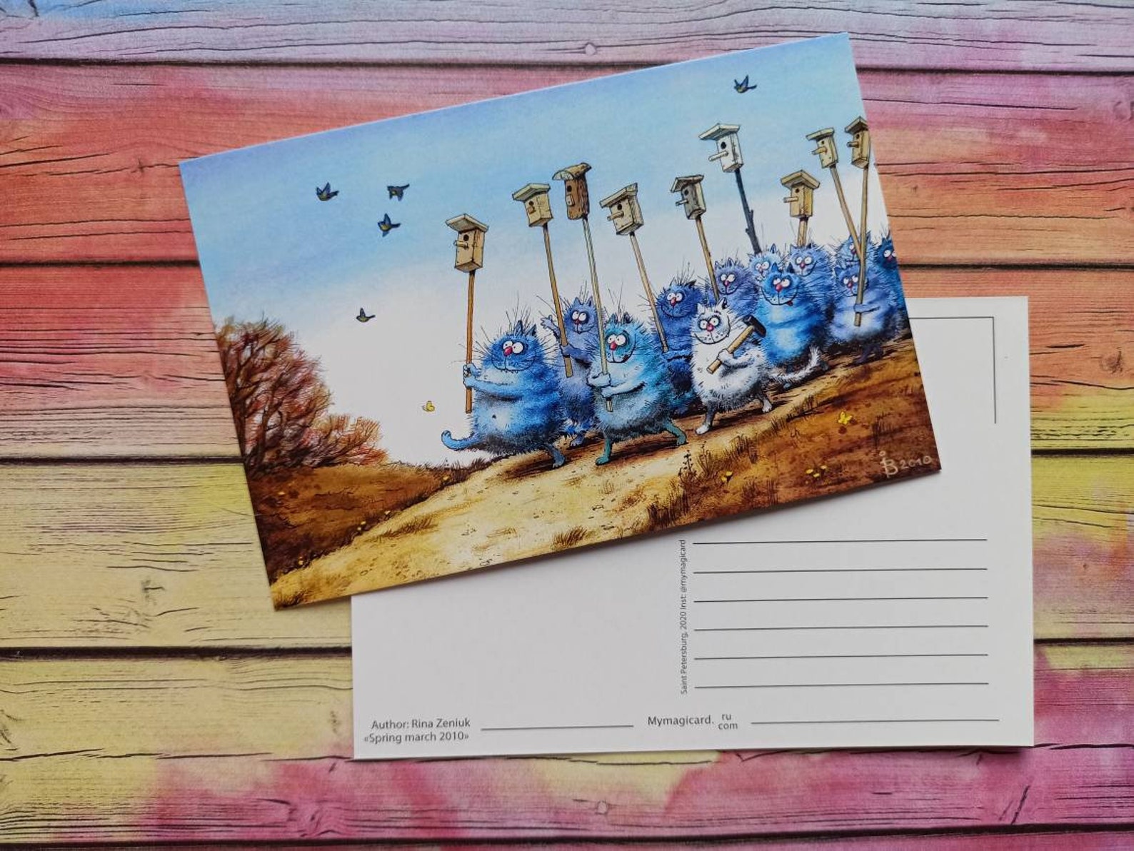 Blue cats postcards set postcards for postcrossing blue Etsy