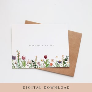 Muttertagskarte zum Ausdrucken | Blumenkarten | Handgemaltes Aquarell Mom | Druckbar | Sofortdownload | Wildblumen