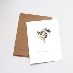 Muttertagskarte | Wildblumen Blumenstrauß Blumenkarten | Handgemaltes Aquarell Mom | Karte zum Geburtstag | Ich liebe Dich