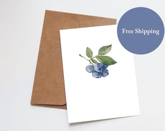 Watercolor Blueberry Greeting Card - Ideal for All Occasions