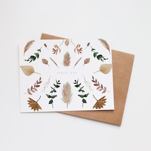 Carte de remerciement bohème vintage - fleurs séchées peintes à la main