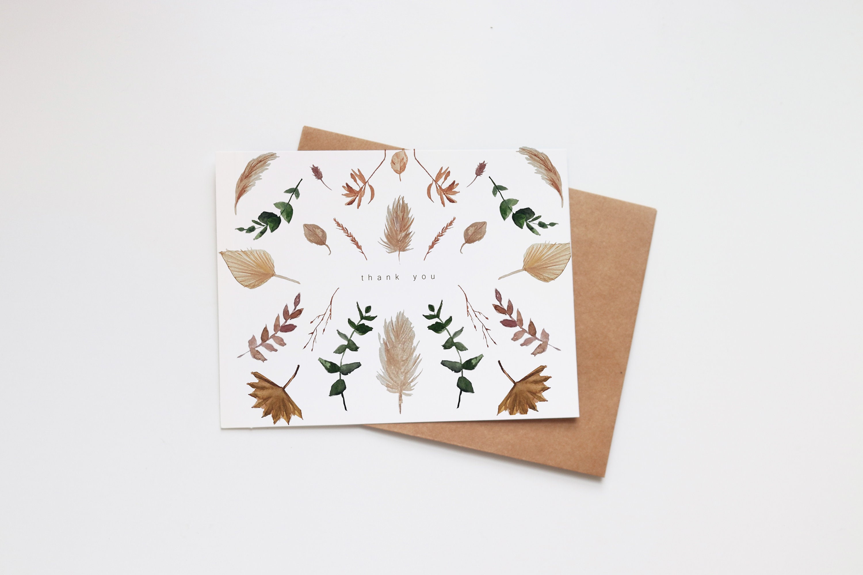 Vintage Boho Thank You Card - Hand Painted Dried Flowers - Etsy