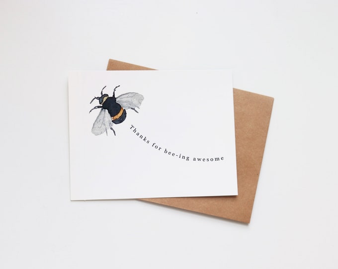 Bee Thank You Card: Teacher Appreciation Watercolor Design