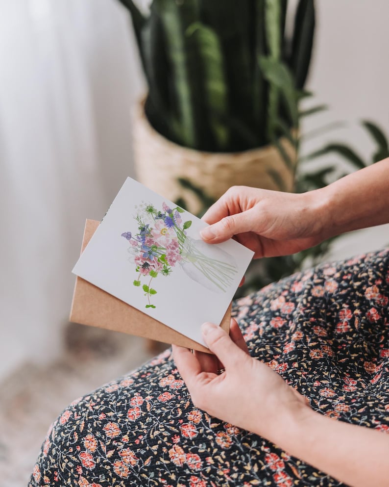 Blank Floral Greeting Card | Watercolor Blank Note Cards | Flowers ...
