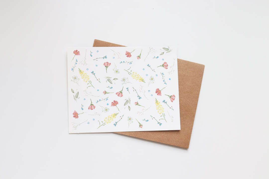 Blank Floral Greeting Card | Watercolor Blank Note Cards | Flowers ...