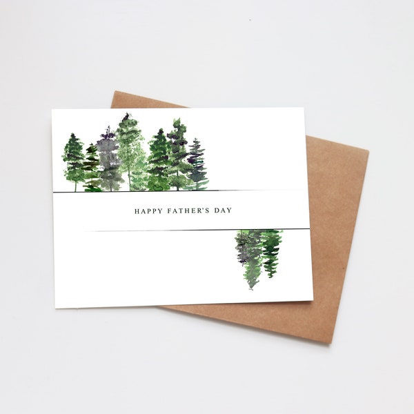 Father's Day Card Handmade | Watercolor Greeting Card | Happy Father's Day | Mountains Trees Forest Outdoors | Dads Card | Watercolour