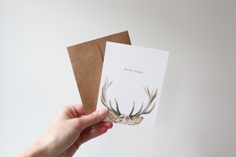Adorable New Baby Card - With Hand-painted Deer - Etsy