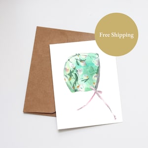 Baby Minimalist Blank Greeting Card | New Baby | Welcome Baby Note Card | Watercolor Baby Girl | Expecting Card