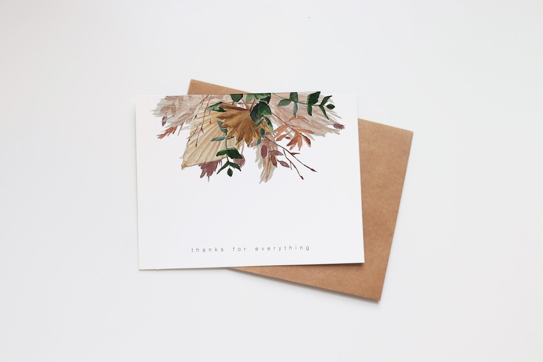 Thank You Watercolor Greeting Card Blank Note Card Vintage - Etsy