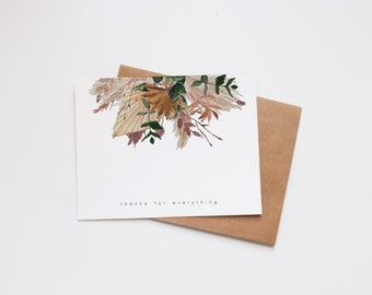 Thank You Watercolor Greeting Card | Blank Note Card | Vintage Boho Dried Florals Card | Hand Painted Watercolor Card | Thanks Fall Autumn