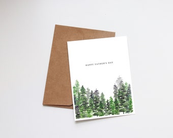 Father's Day Card Handmade | Watercolor Greeting Card | Happy Father's Day | Mountains Trees Outdoors | Dads Card | Watercolour