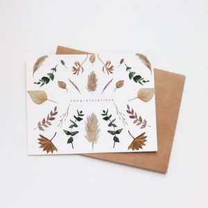 Carte de voeux de félicitations | Carte Boho aquarelle | Fleurs séchées Herbe de la pampa | millésime | Carte de fiançailles de bébé diplômé pour l'obtention du diplôme de mariage