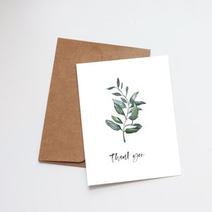 Thank You Watercolor Greeting Card Blank Note Card Botanical Greenery Eucalyptus Card Hand Painted Watercolor Card Thanks image 1