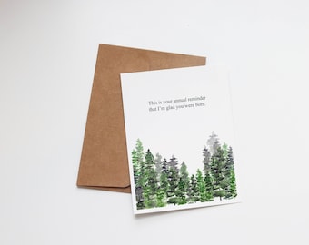 Lustige Geburtstagskarte: Glad You Wer Born, Aquarell Wald