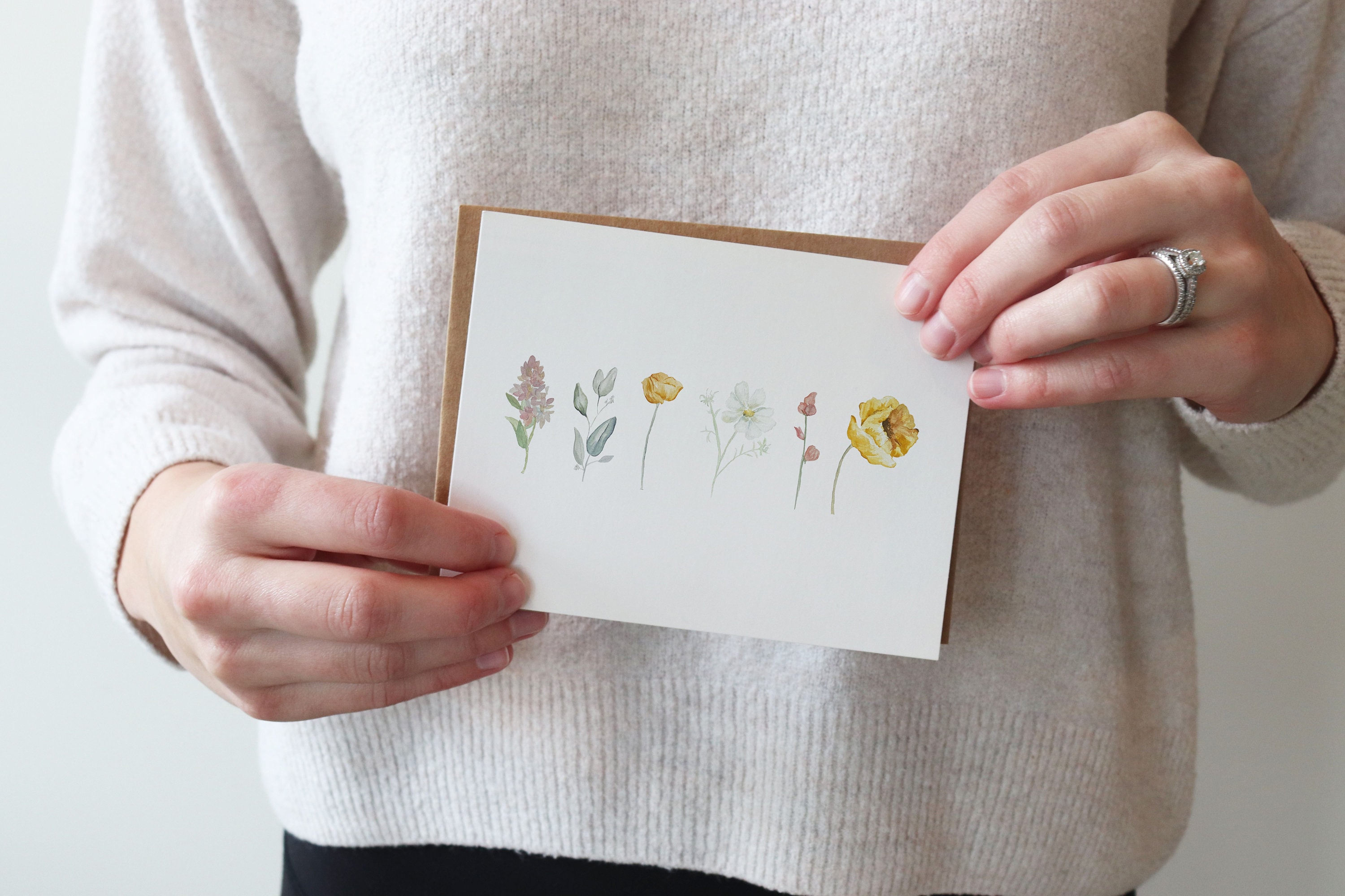 Blank Floral Greeting Card Watercolor Blank Note Cards Flowers Garden ...