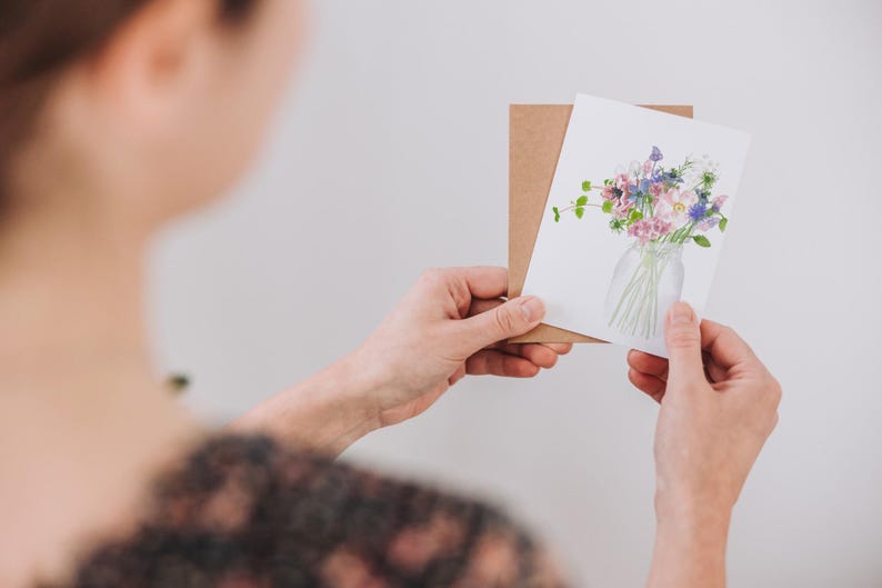 Blank Floral Greeting Card | Watercolor Blank Note Cards | Flowers ...