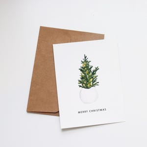 Aquarelles de Noël - Cartes de vœux illustrées - Cadeau de Noël - Carte vierge - Joyeux Noël - Arbre d'hiver de verdure