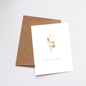 Birthday Card Watercolor Dried Florals | Handmade Boho Greeting Card | Minimalist Dried Florals Pampas Grass