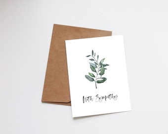 Sympathy Card | Minimalist Greeting Card | Watercolor Print | With Sympathy | Thinking of You | Blank Note Card