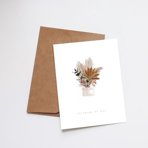 Je pense à vous Carte de voeux vintage peinte à la main