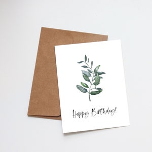 Carte d'anniversaire Eucalyptus peinte à la main