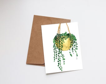 Blank Botanical Greeting Card | Watercolor Blank Note Cards | Watercolour Art | String of Pearls | Plant Birthday Card